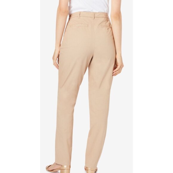 Woman Within NWOT Stretch Cotton Chino Straight Leg Pant Sz 28 Wide Petite Beige - Picture 4 of 10